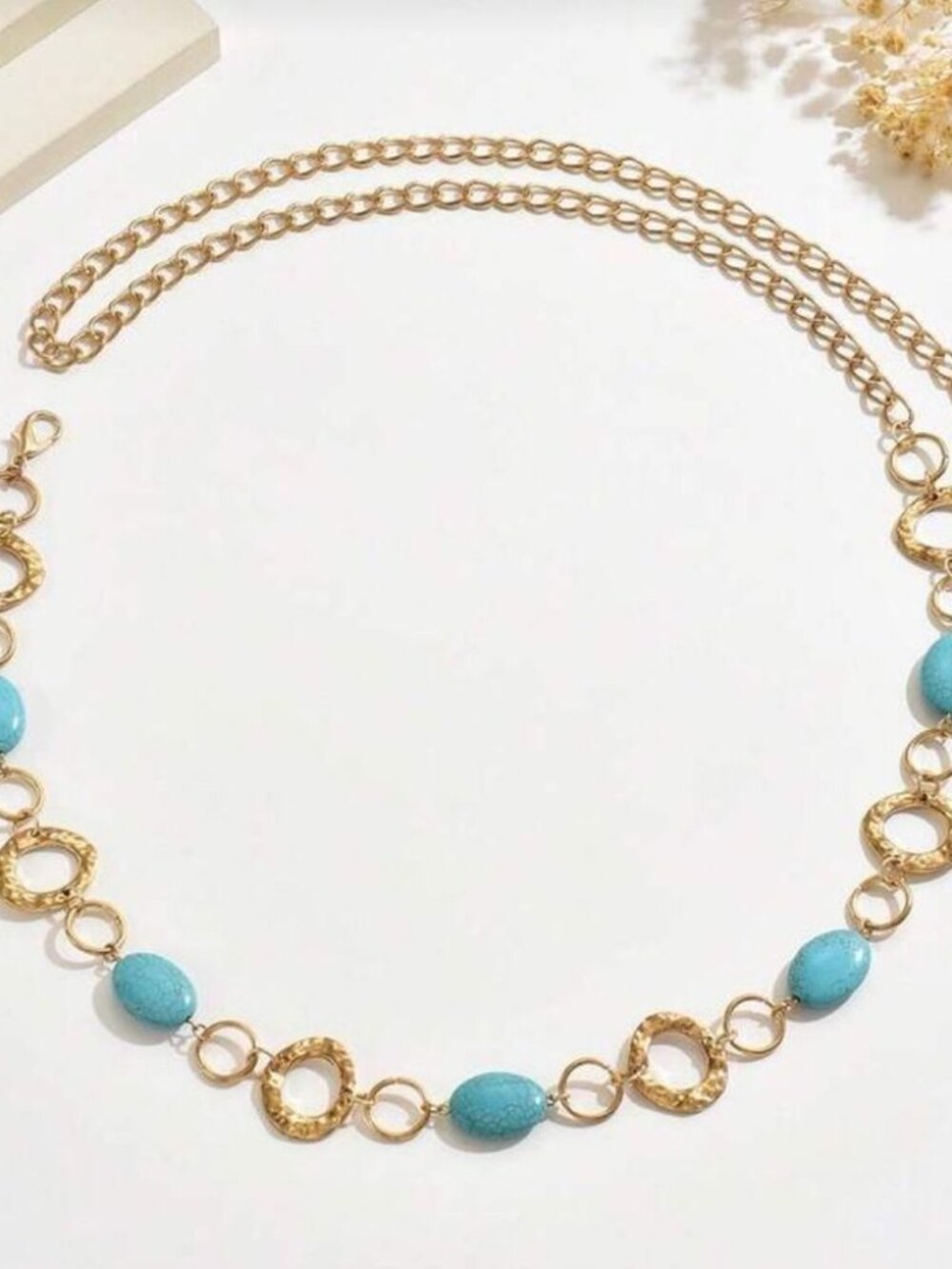 Turquoise andGold Chain Belt N1203